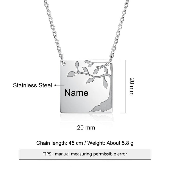 Personalized Square Necklace With Engraving 4 Names