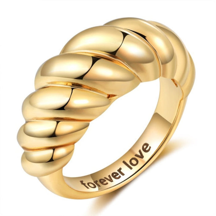 Personalized Gold Color Braided Twisted Rope Rings For Women
