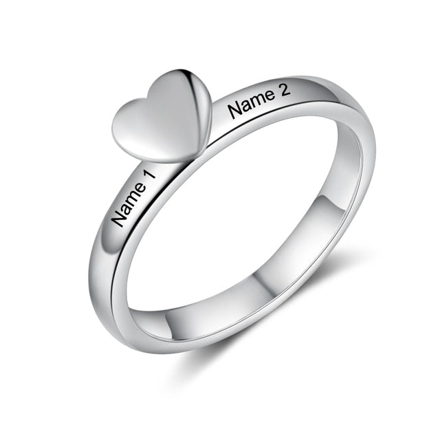Personalized Heart Ring with Engraving Name Customized Wedding Engagement Rings for Women Anniversary Promise Gifts