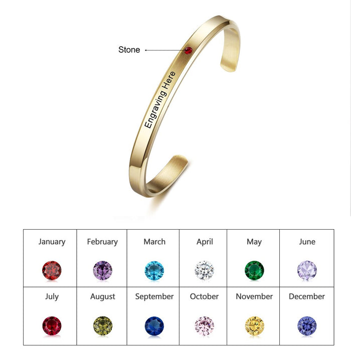 Personalized Engraved Name Bar Cuff Bracelets For Women