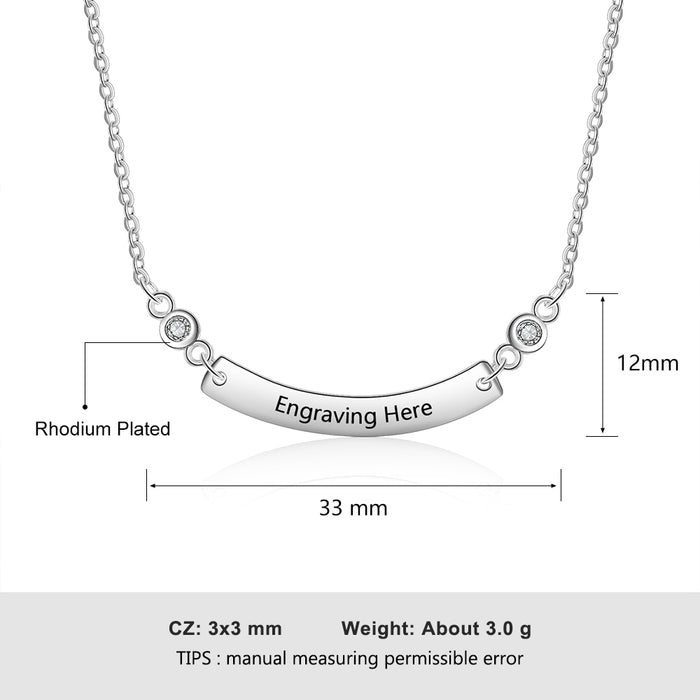 Personalized Stainless Steel Curved Necklace