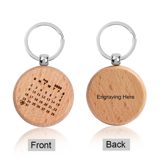Personalized Engraving Name And Date Wooden Keychains
