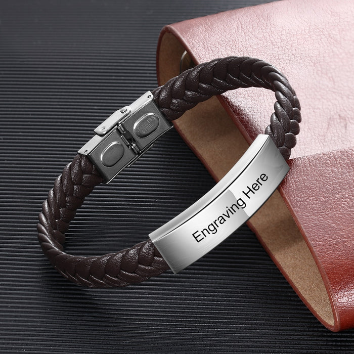 Personalized Engraved Stainless Steel Bar Bracelets For Men