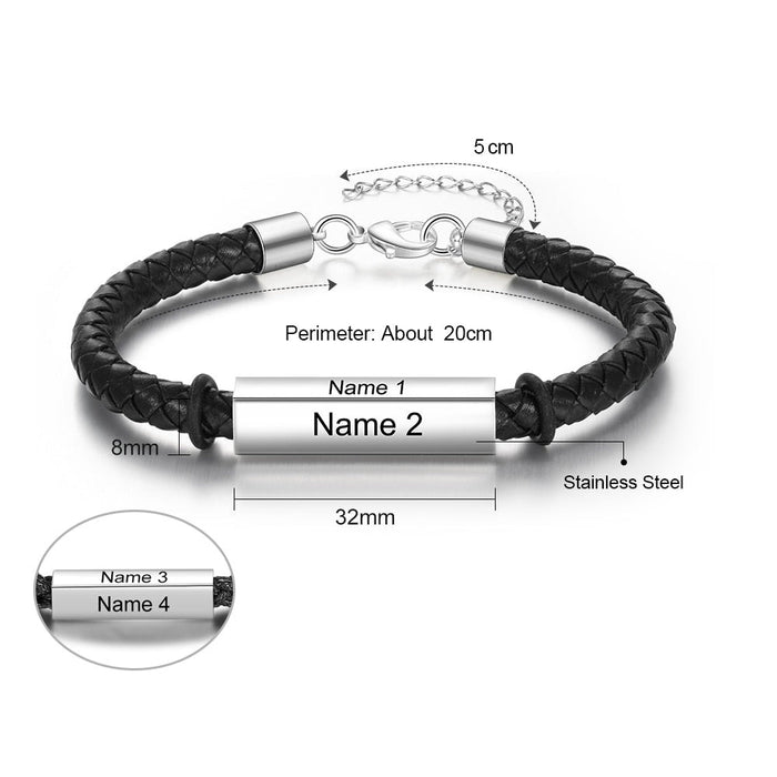 Personalized Engraving 4 Side Name Bar Bracelet