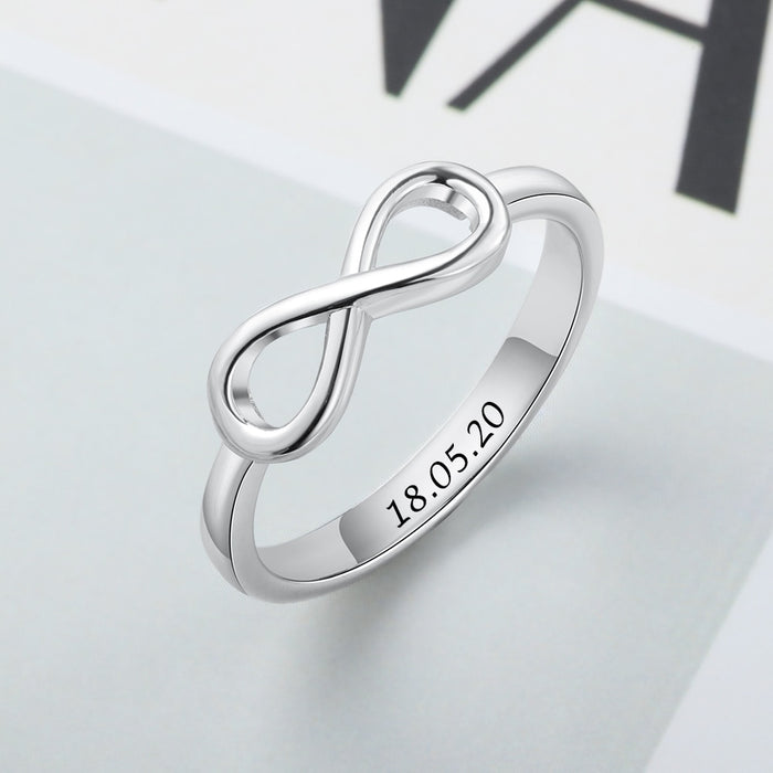 Silver Color Infinity Love Knot Rings for Women Custom Personalized Engrave Name Promise Ring Anniversary Gifts