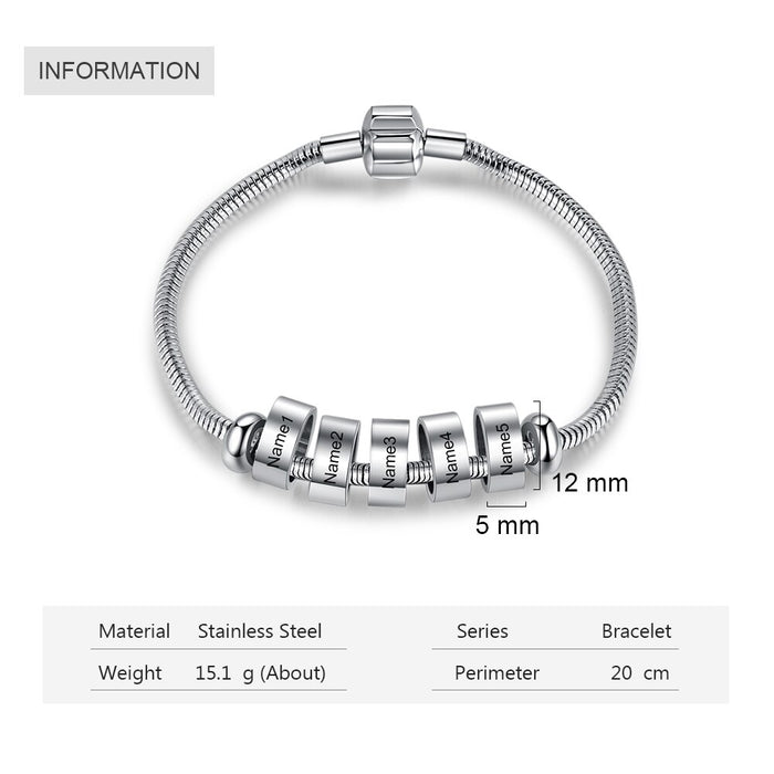 Customized Metallic Style Name Beads Bracelet