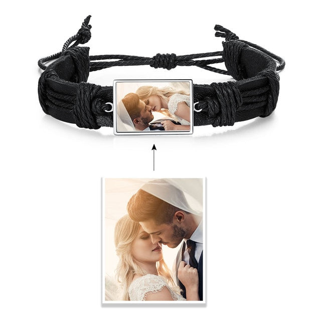 Braided Rope Black Adjustable Custom Photo Bracelets