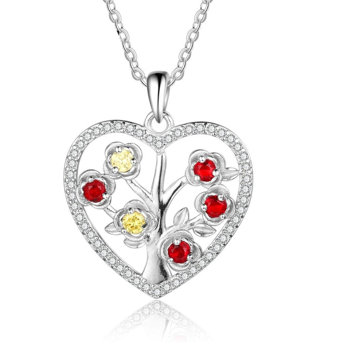 Customized 6 Birthstone Flower Necklace Elegant