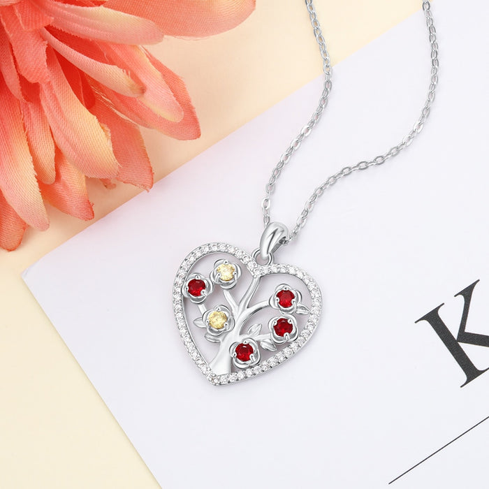 Customized 6 Birthstone Flower Necklace Elegant
