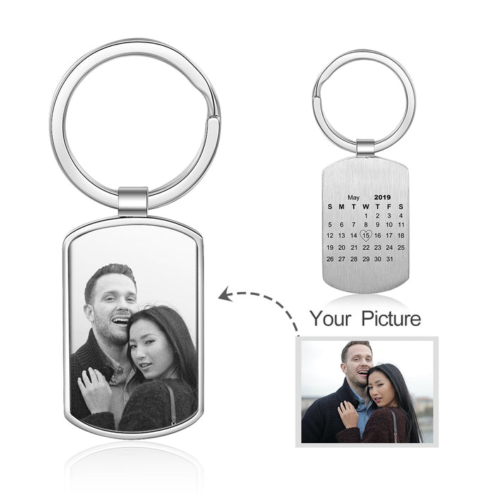 Personalized Custom Photo And Date Engraved Calendar Keychains