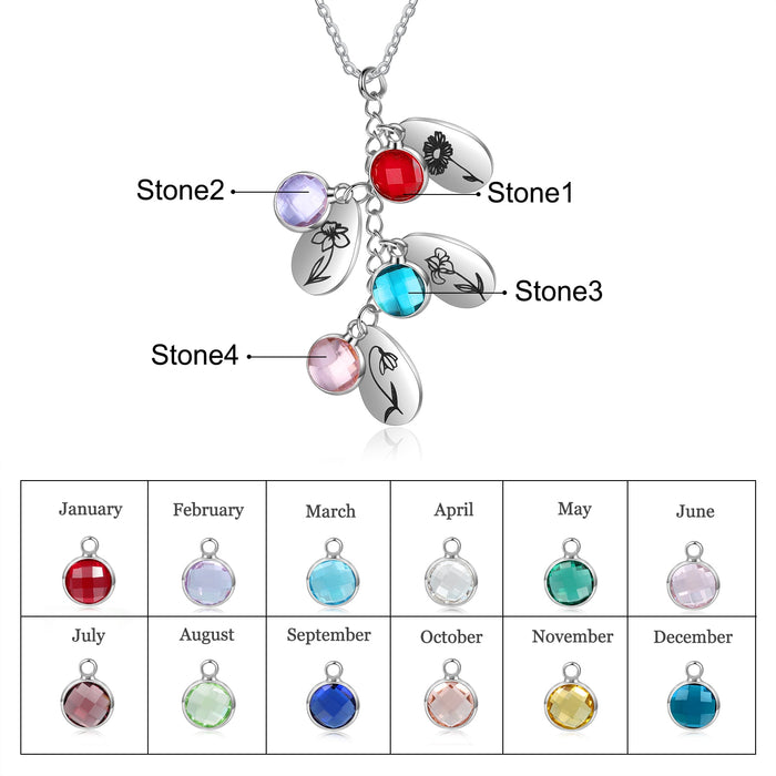 Personalized Birth Flower Pendant Necklace Jewelry