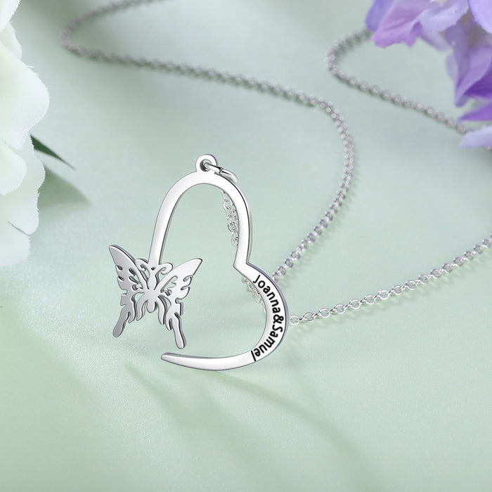 Personalized Butterfly Necklace With Name Engraving