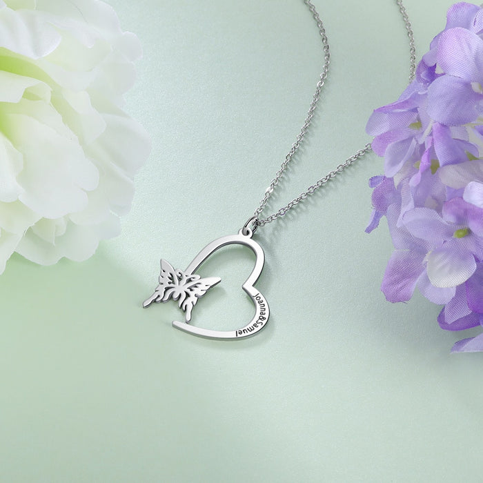 Personalized Butterfly Necklace With Name Engraving