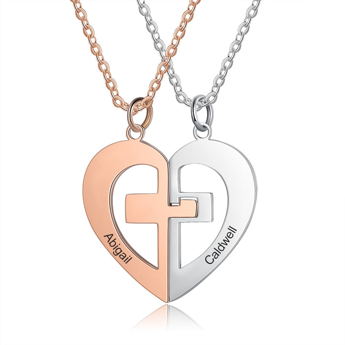 Customized Rose Gold Silver Color Heart Couple