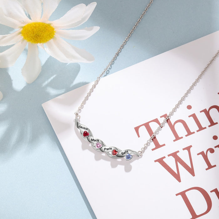 Personalized Necklace With 4 Heart-Shaped Birthstones