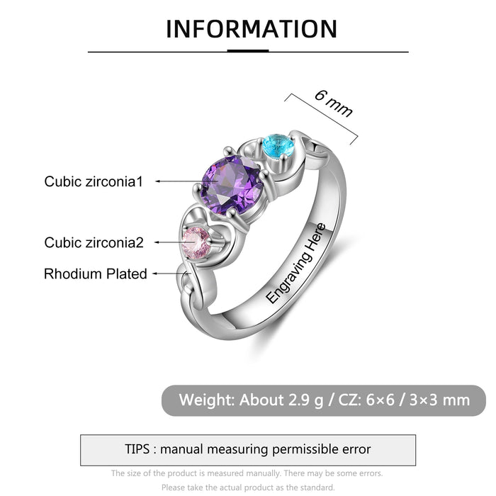 Personalized Engraving Wedding Engagement Ring Customized 12 Colors Birthstone Rings for Women Anniversary Gifts