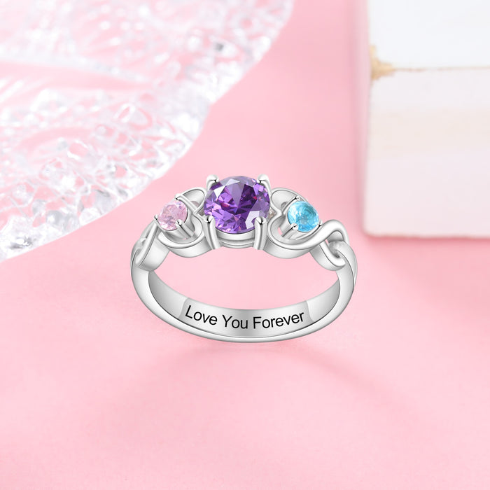 Personalized Engraving Wedding Engagement Ring Customized 12 Colors Birthstone Rings for Women Anniversary Gifts