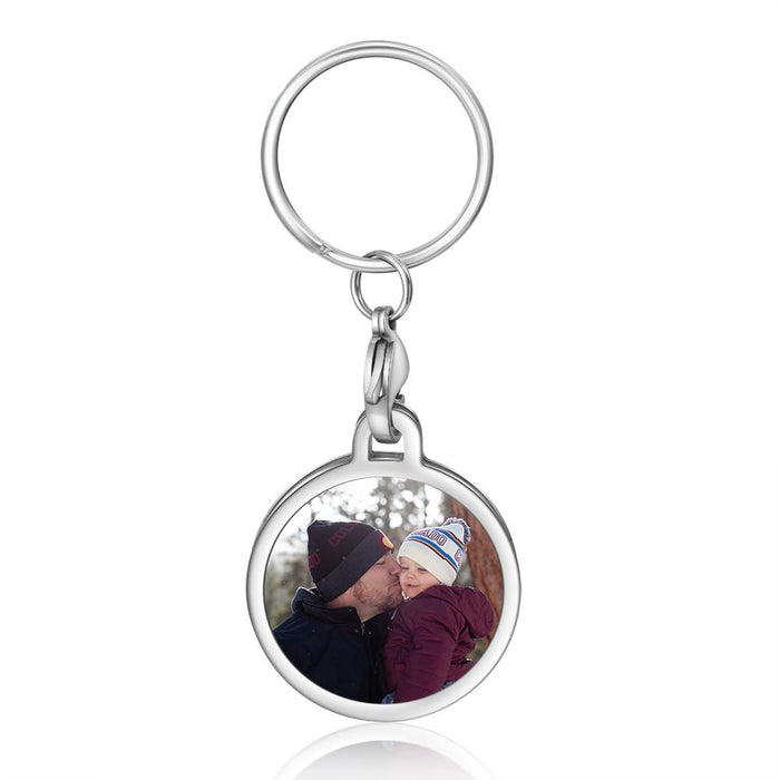 Stainless Steel Custom Photo And Engraving Name Keyring Keychain