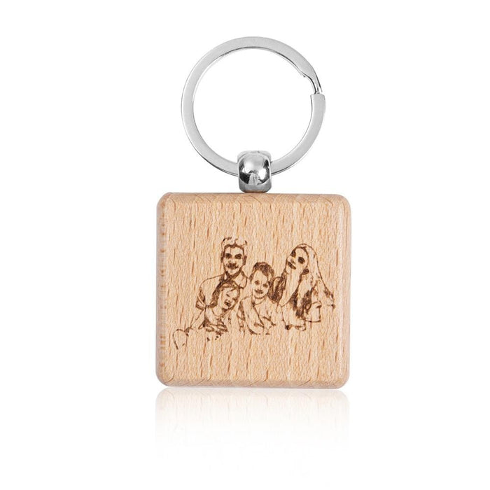 Engraving Calendar Highlighted With Heart-Shape Wooden Keyring Keychain