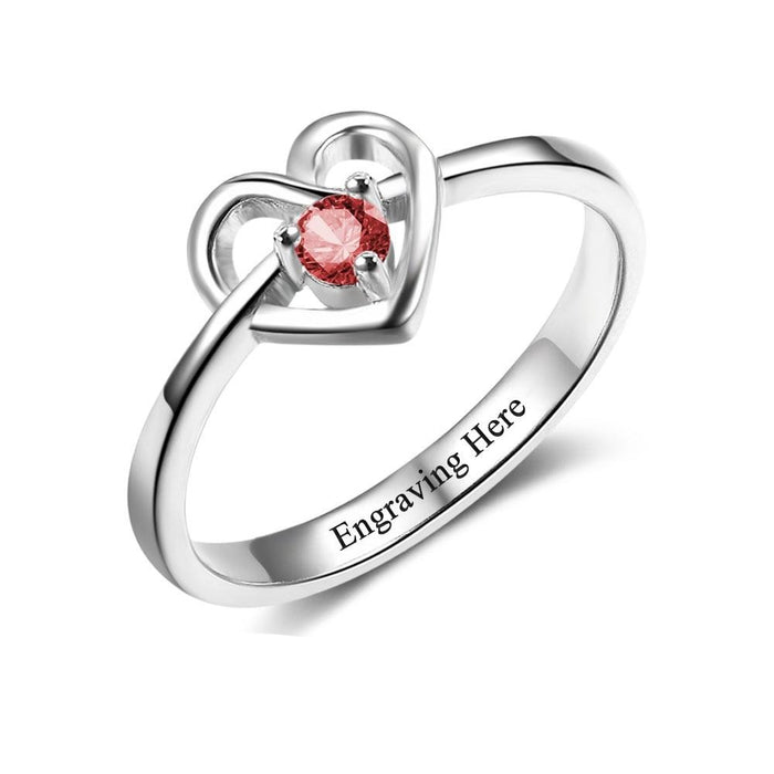 Personalized Promise Engagement Rings DIY Custom Birthstone Engrave Name Love Heart Rings For Women