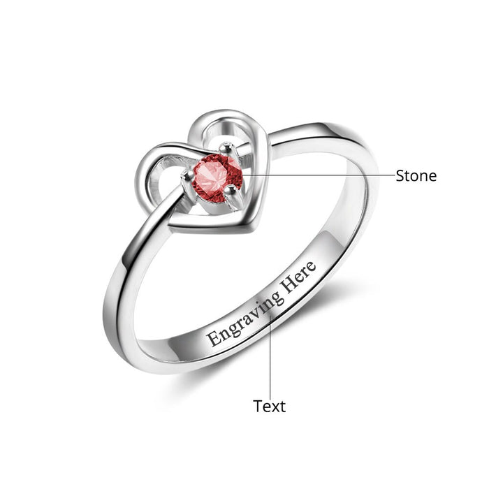 Personalized Promise Engagement Rings DIY Custom Birthstone Engrave Name Love Heart Rings For Women