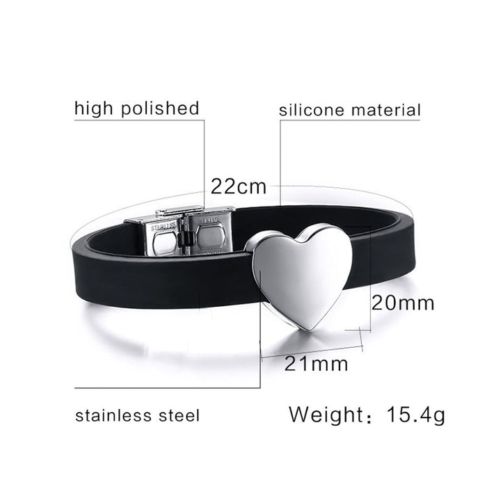 Personalized Heart Shape Stainless Steel Engraved Bracelet For Men