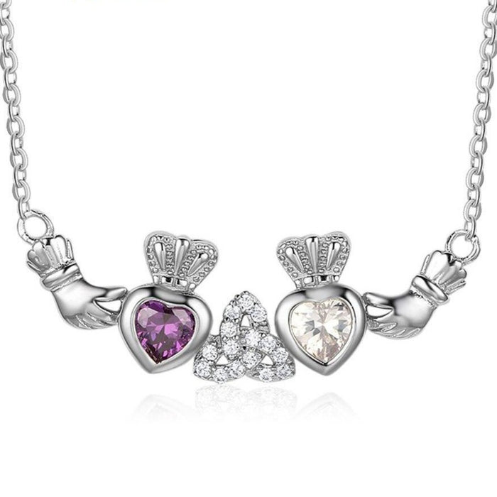 Sterling Silver Claddagh Necklace 2 Crown