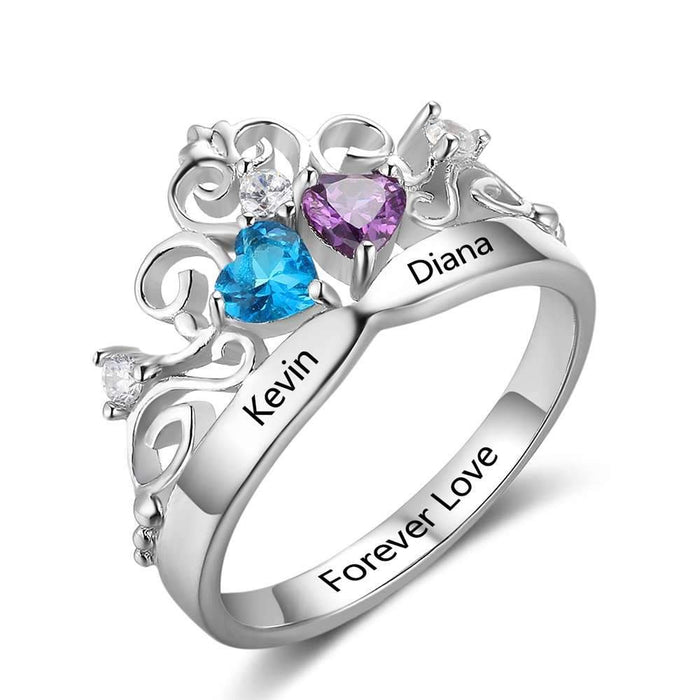 Personalized Crown Shape Engraving Ring For Women