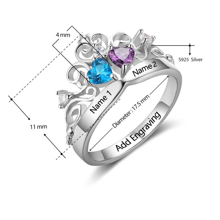 Personalized Crown Shape Engraving Ring For Women