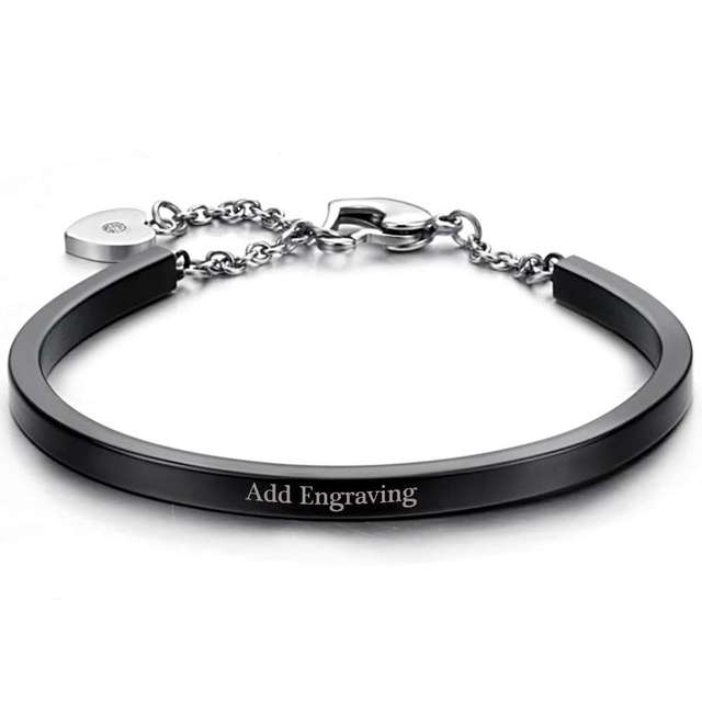 Personalized ID Bangles Personalised Gifts For Women Commemorate Engrave Name Stainless Steel Bracelets & Bangles