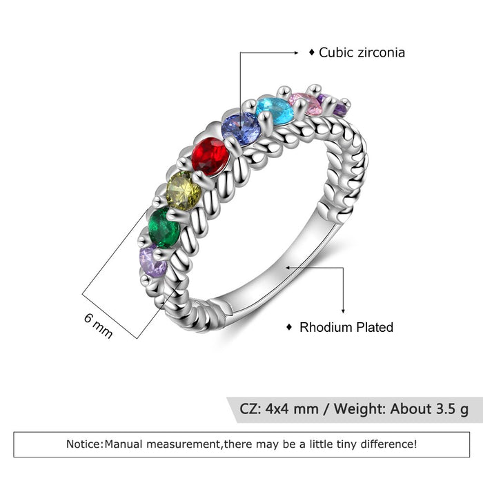 Personalized Family Gift Customized 8 Birthstones Rings for Women Custom Gifts for Grandma Trendy Jewelry