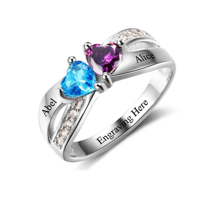 Personalized Engrave Name Custom Birthstone Ring