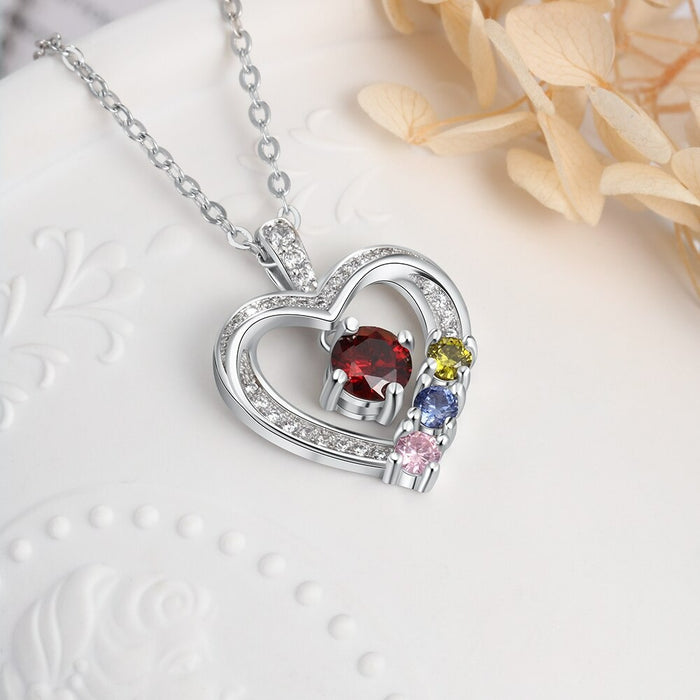 Customized Birthstone Heart-Shaped Necklace