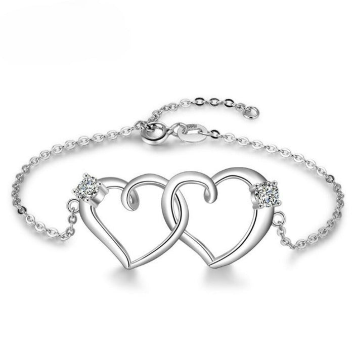 Silver Color Intertwined Heart Bracelet