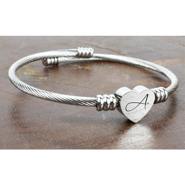 Heart Cable Initial Bracelet